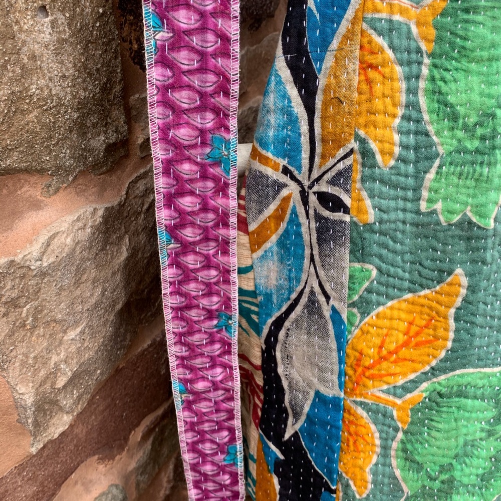 ✨VINTAGE SARI KANTHA QUILTED DRAWSTRING… - Picture 8 of 10